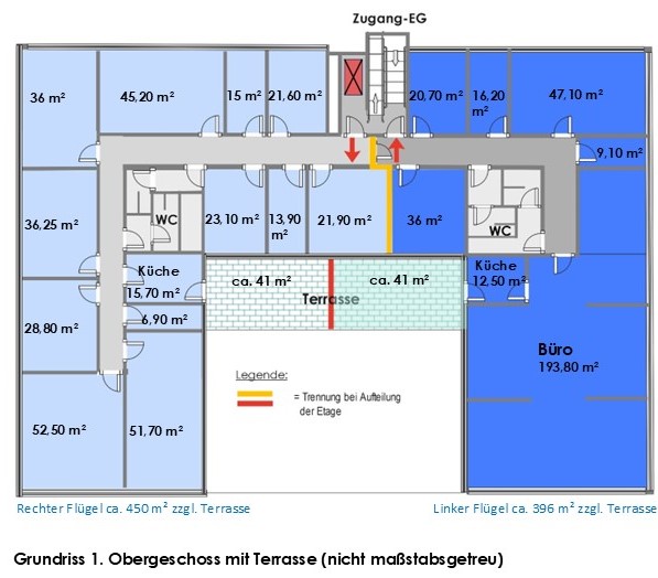 Bild 3 Grundriss 1. OG mit Terrasse